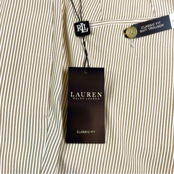 Lauren Ralph Lauren Mens Classic Fit 2 Piece Suit Jacket & Trouser - Tan & White - Picture 9 of 13